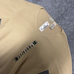 *stain* NWT LL Bean V Neck Light Khaki Casual Friday Sweater Women's Large 0VK37